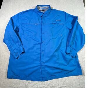 Habit Men’s 3XL Blue Long Sleeve Button Front Vented Performance Fishing Shirt